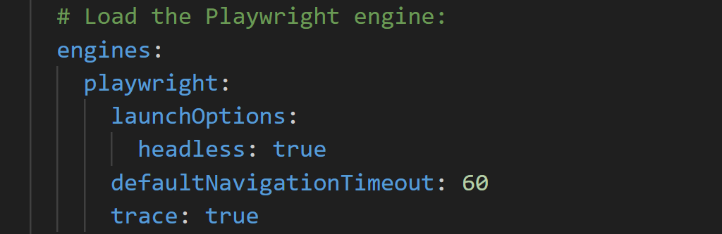 code playwright engine, launch options
